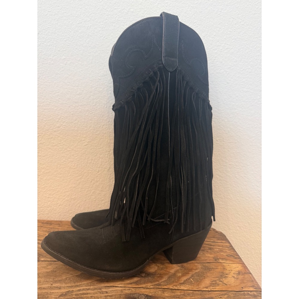 Idyllwind Miranda Lambert Black Suede Fringe Western Boots BIWSP25L100-B 6.5B